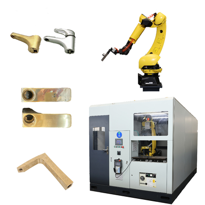 Sistema automatizzato di rettifica e lucidatura robotizzata con configurazione multi spazzola per rubinetti, fusioni metalliche, parti metalliche automobilistiche