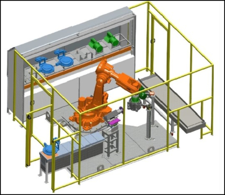 Macchina automatica completa per sbavatura, molatura e lucidatura per la lavorazione di parti metalliche